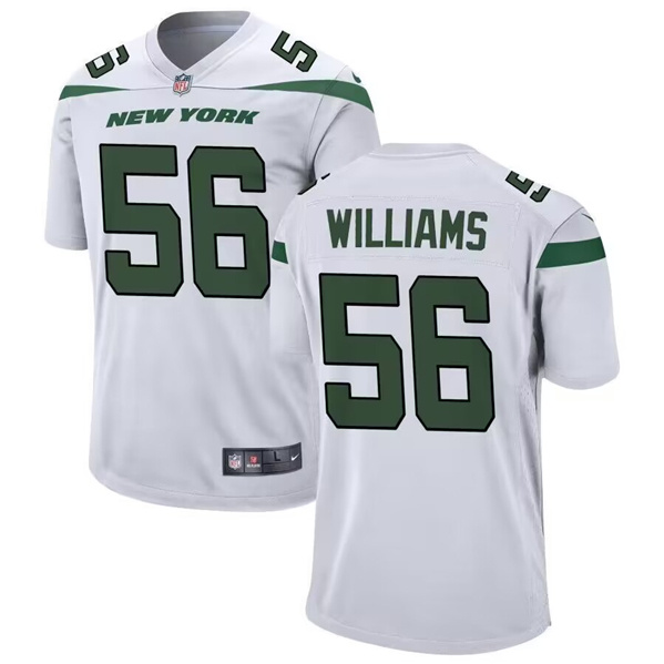 Men's New York Jets #56 Quincy Williams White Stitched Game Jersey Men's New York Jets #56 Quincy Williams White Stitched Game Jersey